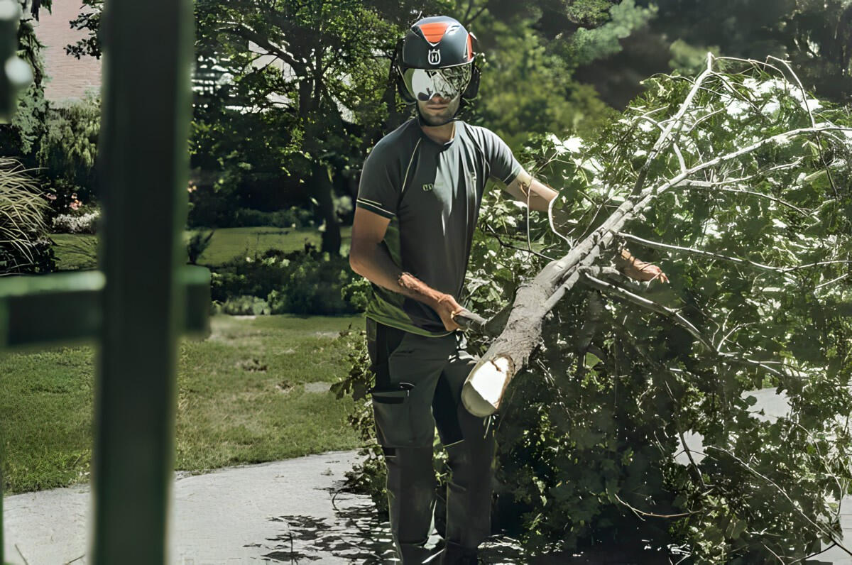 Paysages Vision Landscapes Employee doing Tree Removal